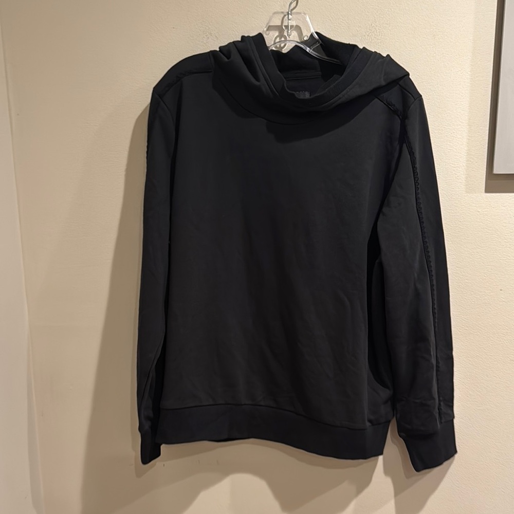 J Jason Wu‎ French Terry Hoodie w/ Lace Trim-Black Large